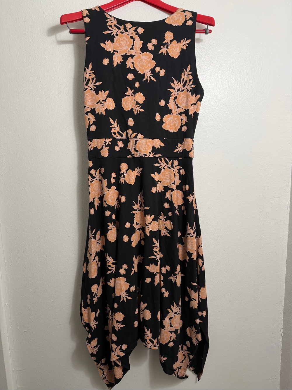 Pact Black Dress with Peach Floral Handkerchief Hem - Picture 5 of 5